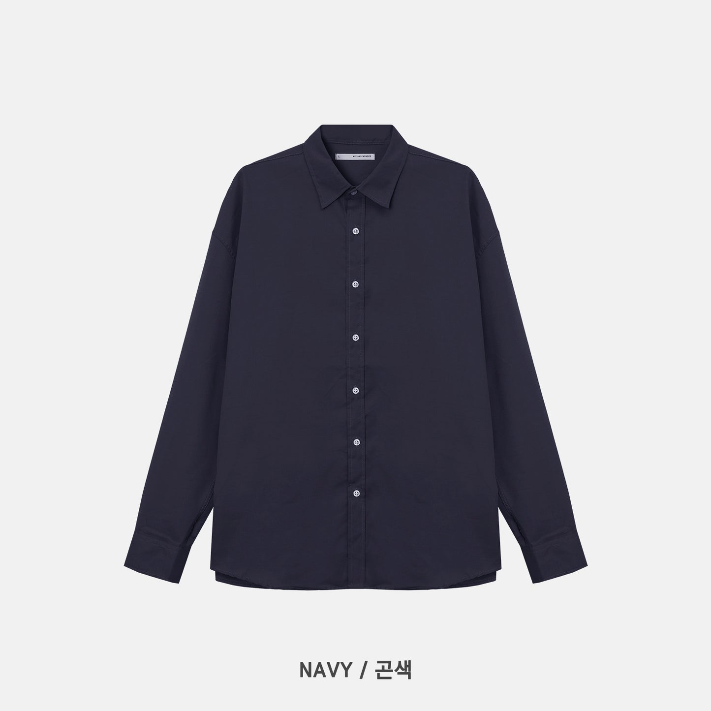 Cotton Blend Oversized Shirt - NAVY