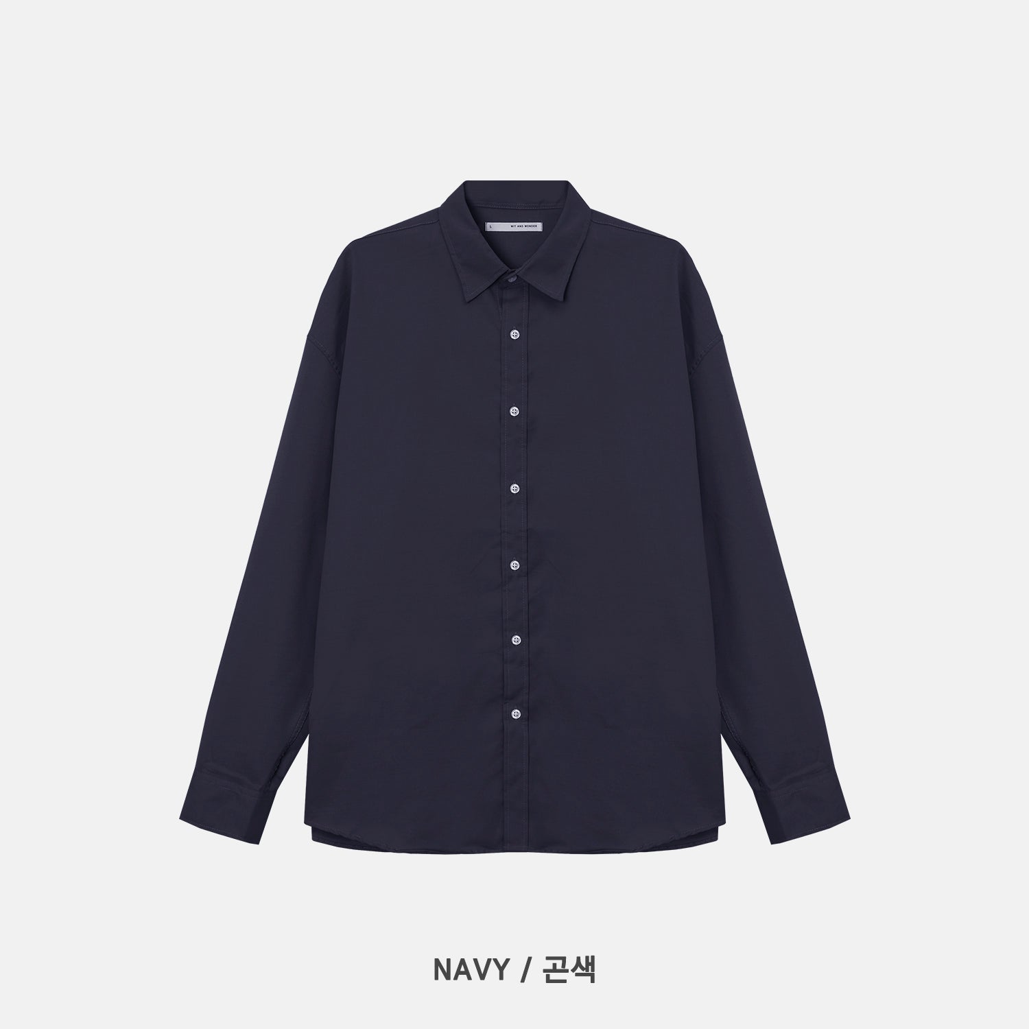 Cotton Blend Oversized Shirt - NAVY