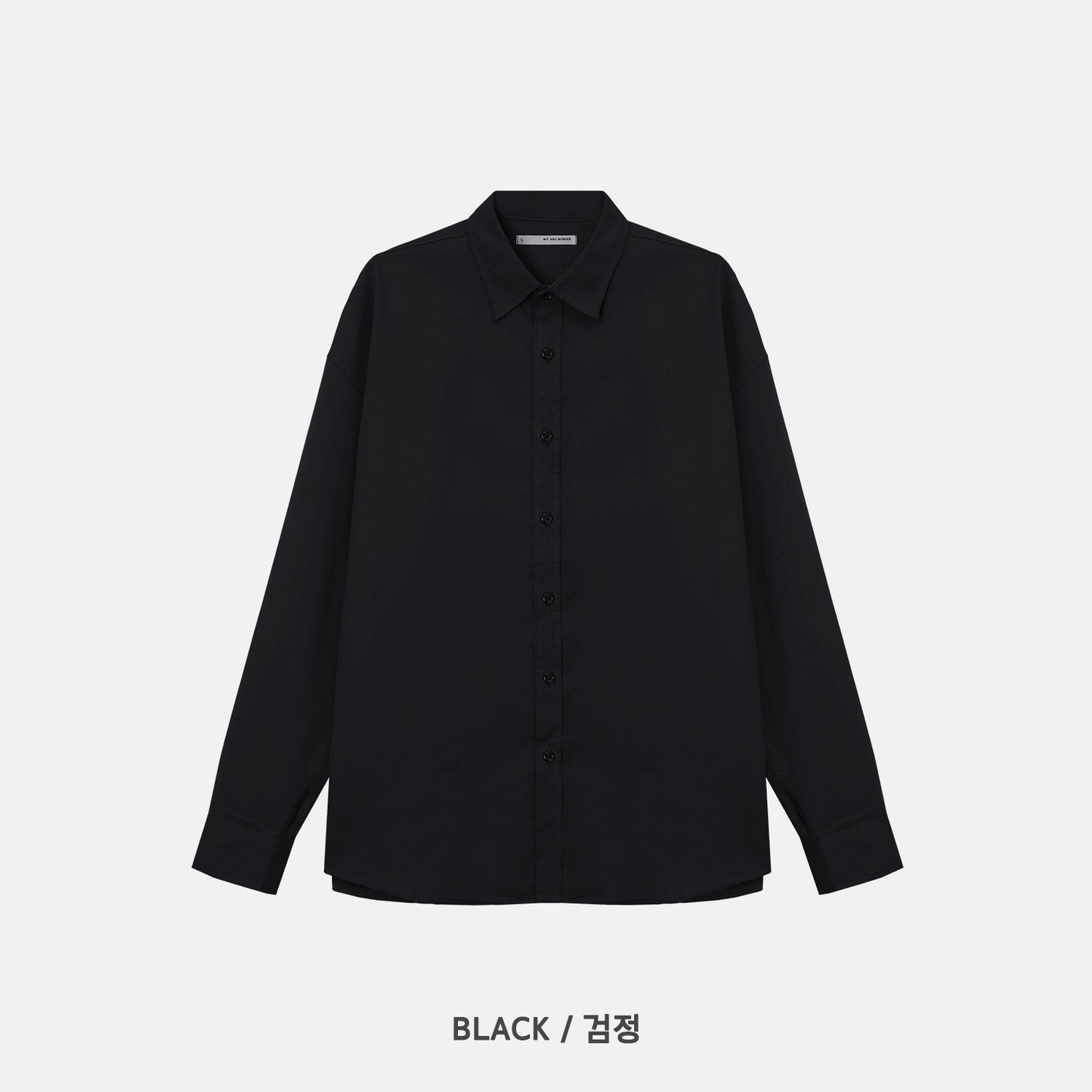 Cotton Blend Oversized Shirt - BLACK