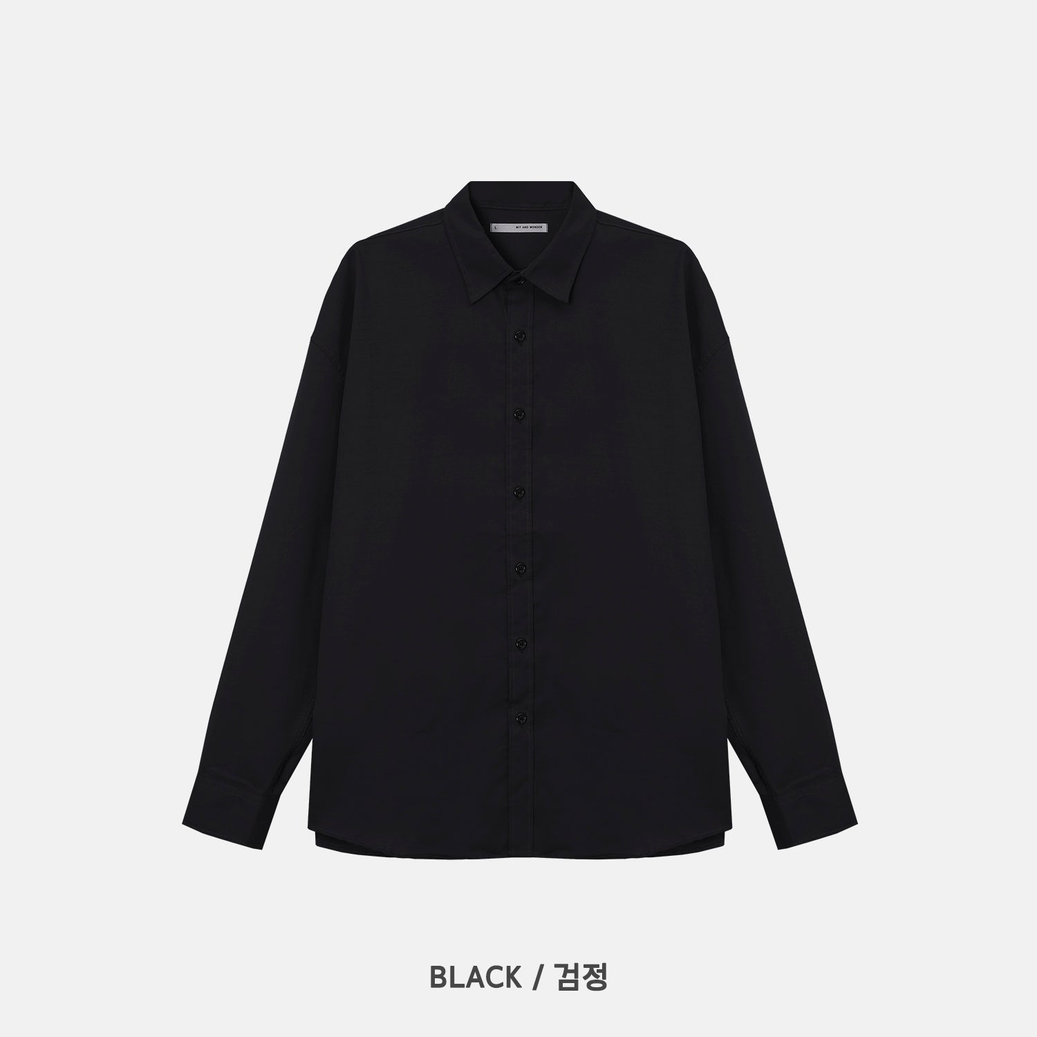 Cotton Blend Oversized Shirt - BLACK