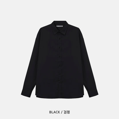 Cotton Blend Oversized Shirt - BLACK