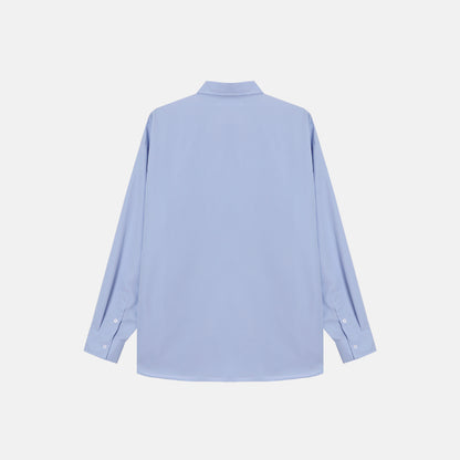 Cotton Blend Oversized Shirt - Collar Detail