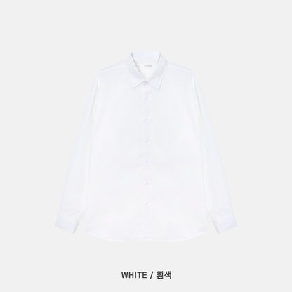 Cotton Blend Oversized Shirt - WHITE