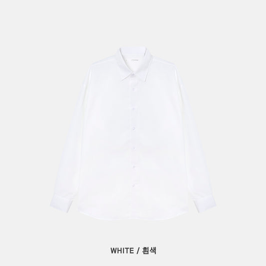 Cotton Blend Oversized Shirt - WHITE