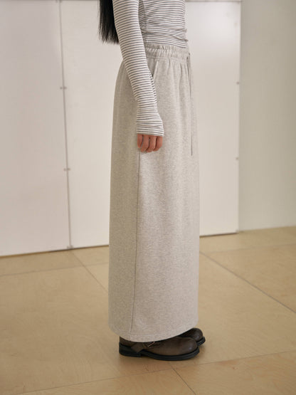 Center Slit Sweat Skirt - Light Gray 8