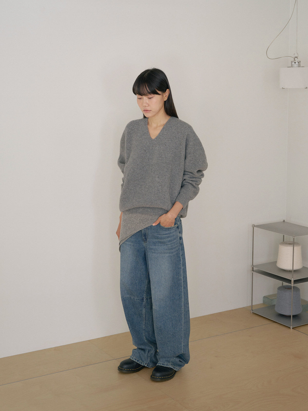 Curved Denim Pants - Indigo 12