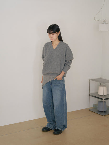 Curved Denim Pants - Indigo 12