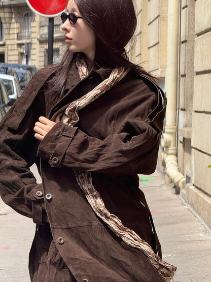 Suede Inkle Trench Coat