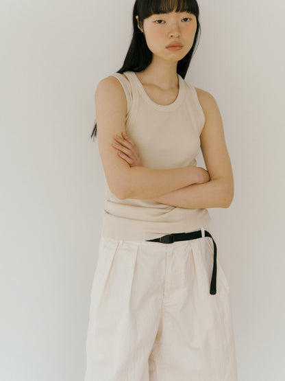 [MARAN] Mei Ribbed Sleeveless - BEIGE