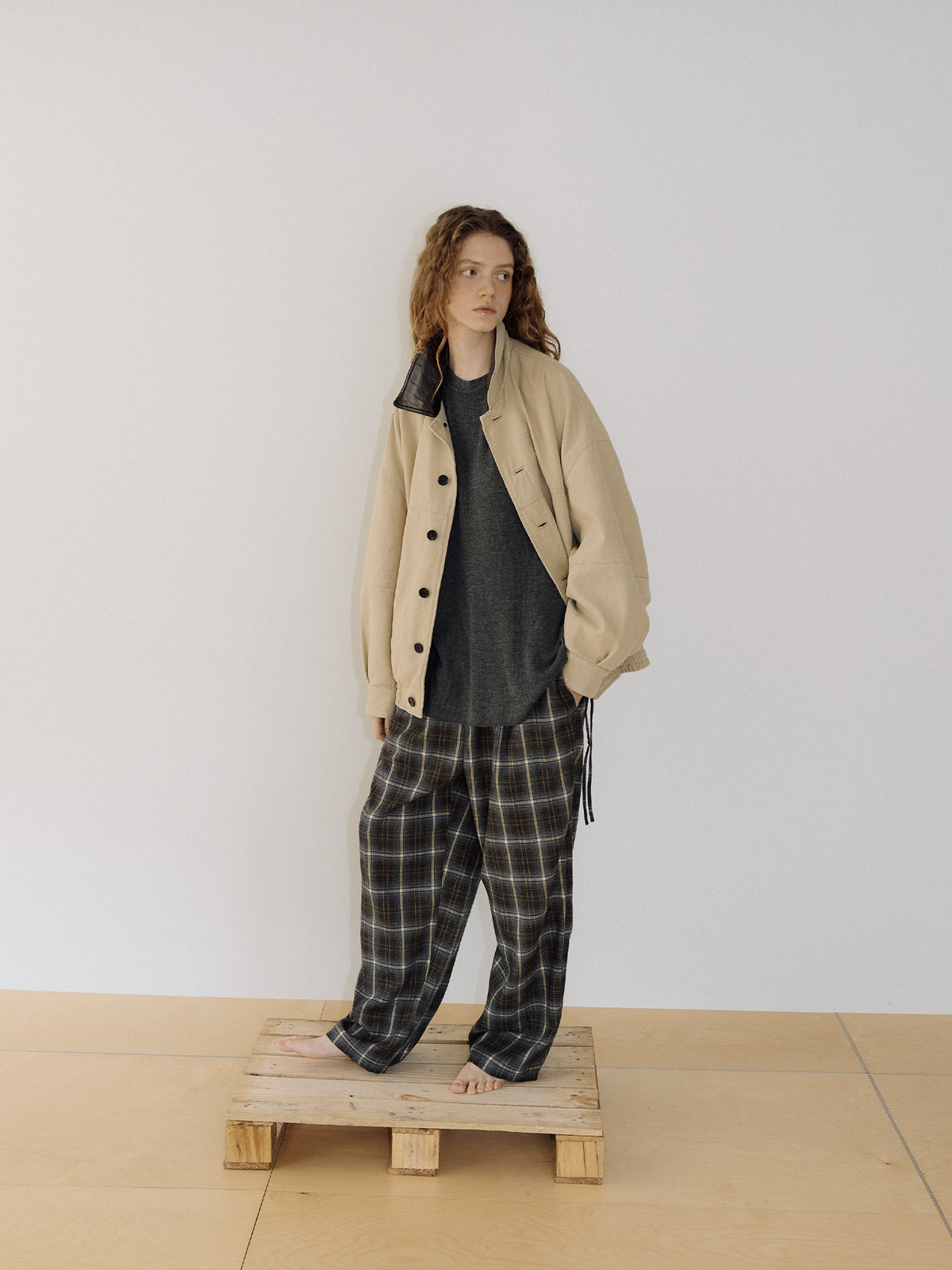Washed Oxford Blouson - Beige 4