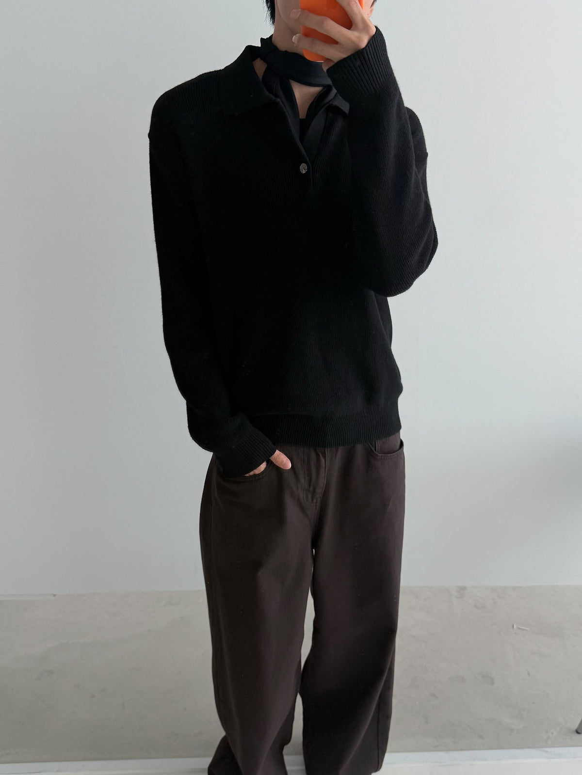 One Button Collar Knit