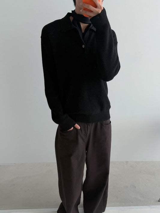 One Button Collar Knit