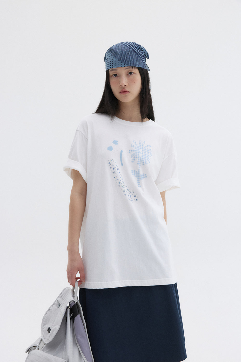 FLOWER OVERFIT T-SHIRT- WHITE
