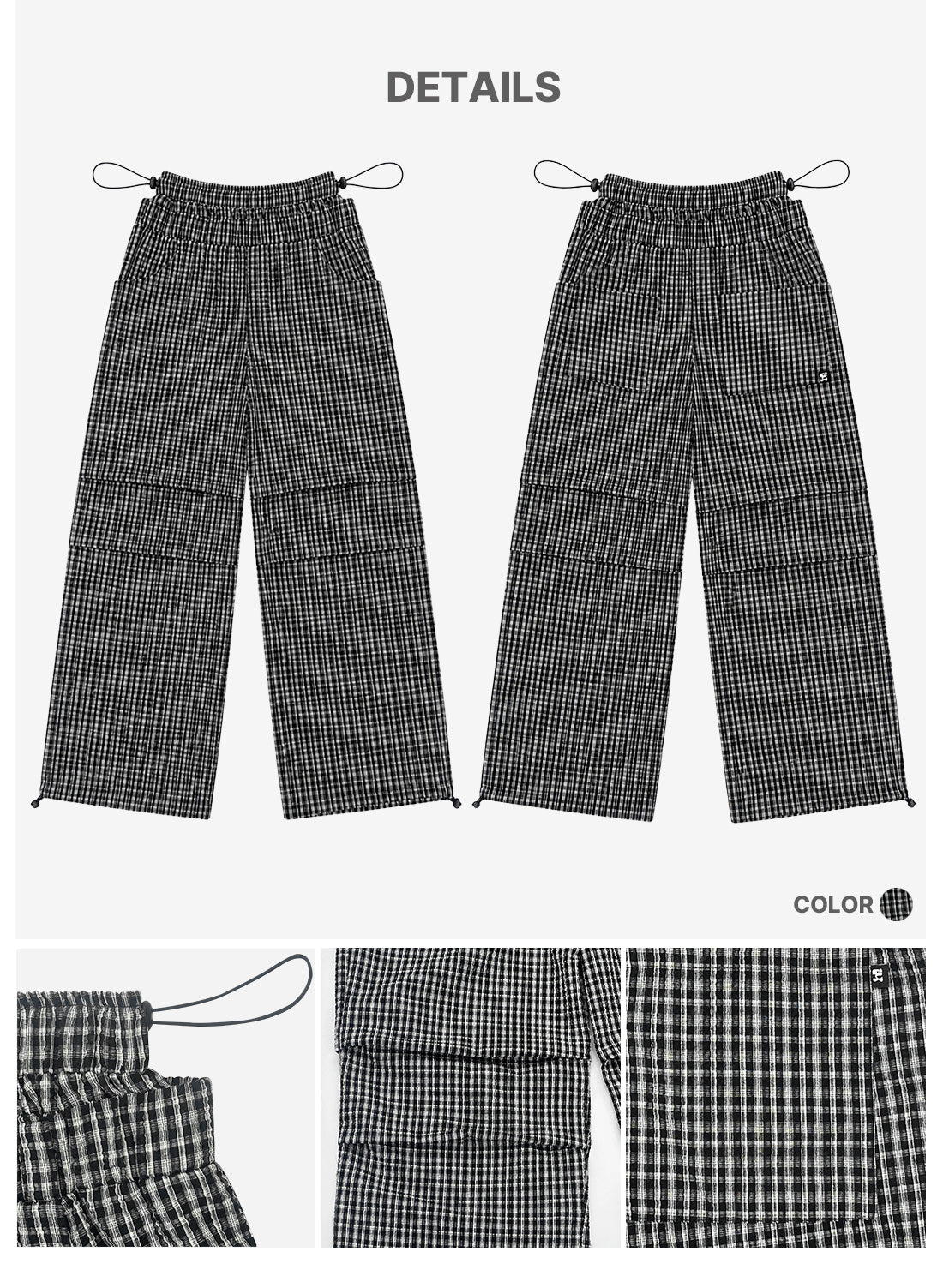 Layered Check Pintuck Pants