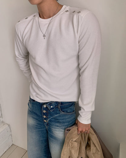 Eyelet Shoulder Long Sleeve Tee