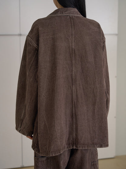 MARAN Brown Crack Coverall Jacket - Brown 商品画像13/21