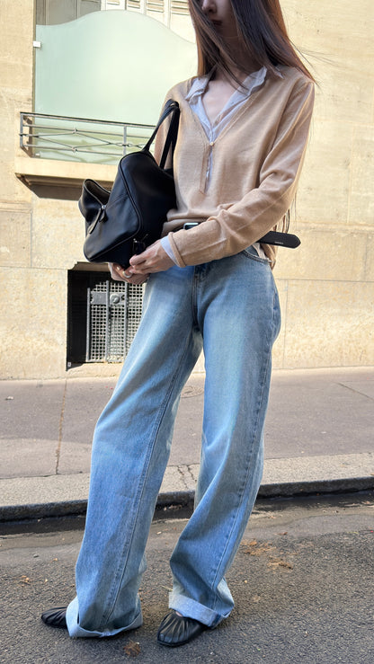 Merino Wool V-neck Knit