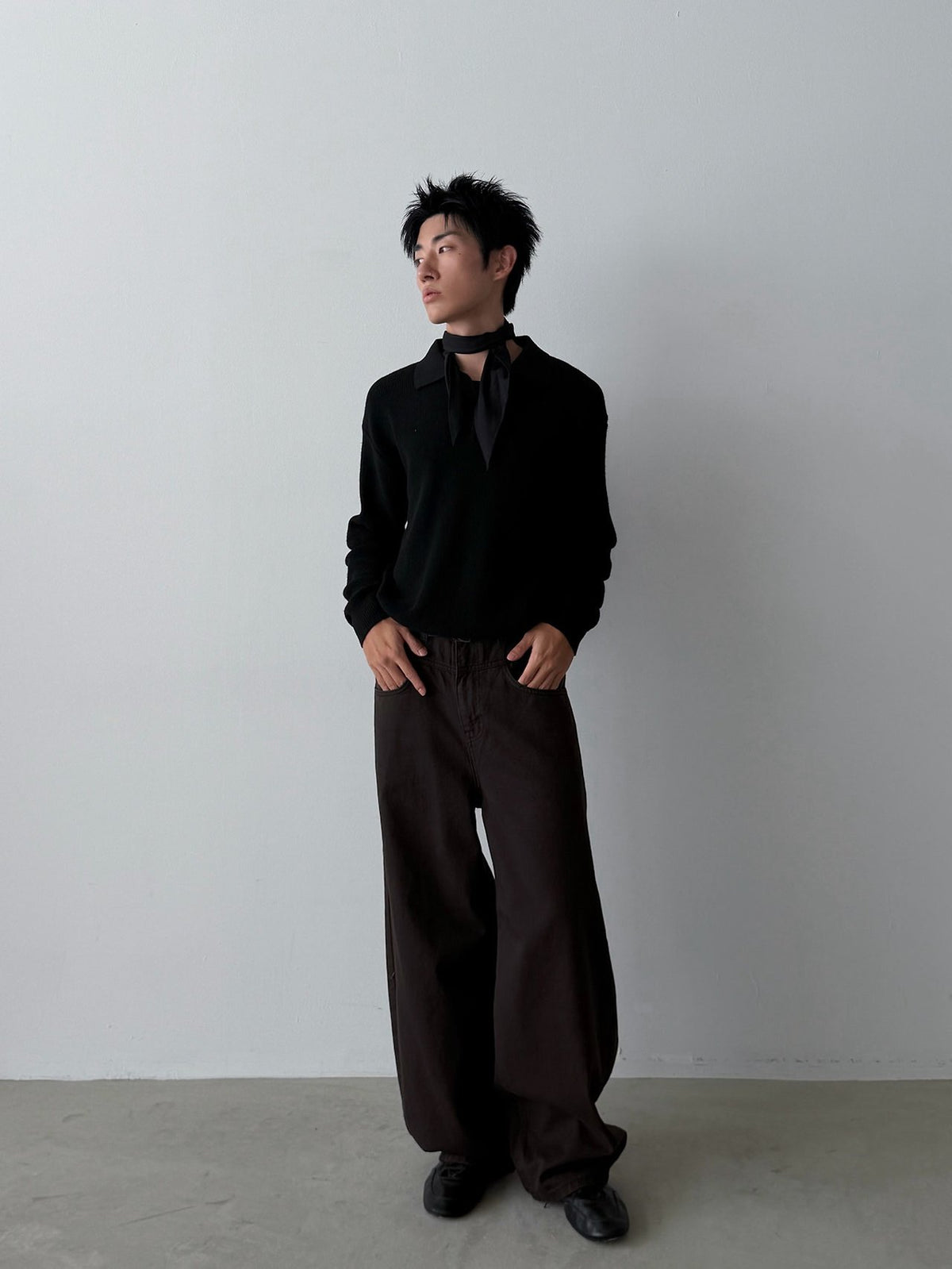 Belted Yoke Wide Pants