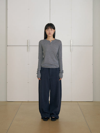 MARAN Henley Neck Pullover - Gray 商品画像14/21