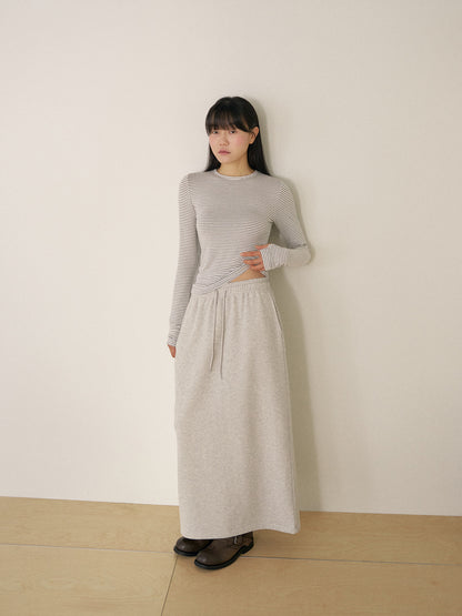 Center Slit Sweat Skirt - Light Gray 2