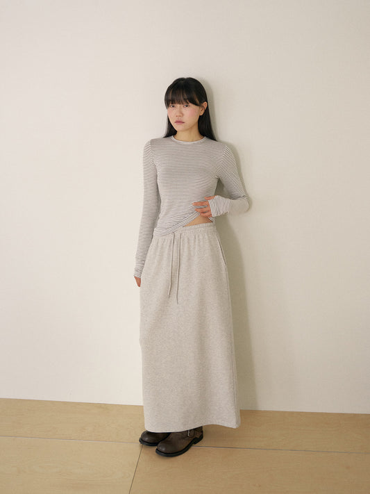 Center Slit Sweat Skirt - Light Gray 2