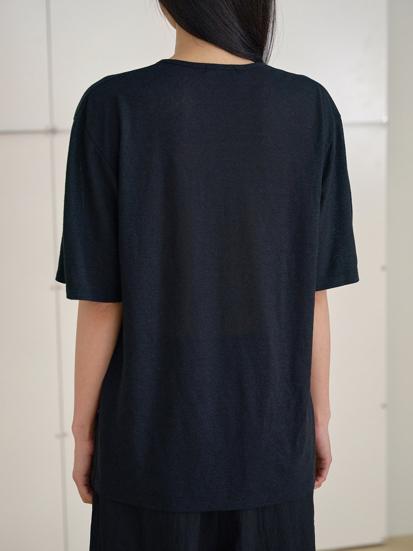Linen Loose Short Sleeve - Black