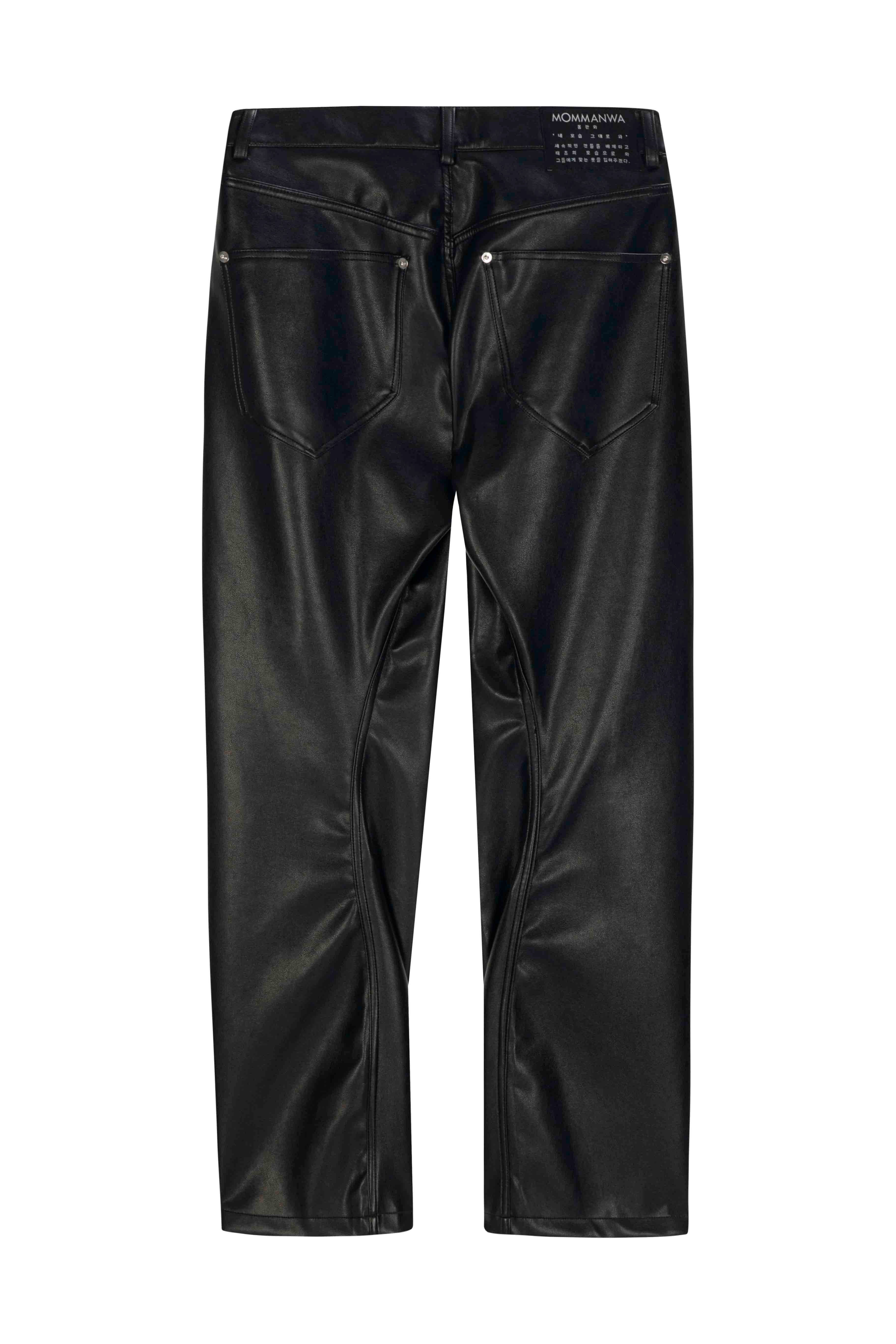 Leather Pants Korean Zip Unisex｜CURVED ZIPPER LEATHER PANTS