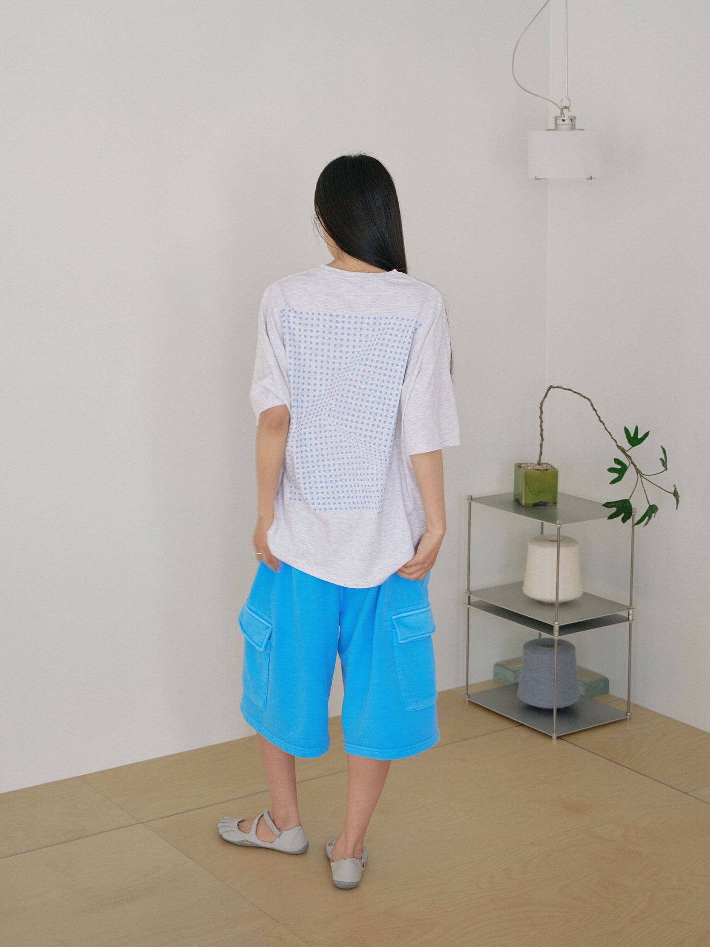 Dot Printing Short Sleeve - Light Gray