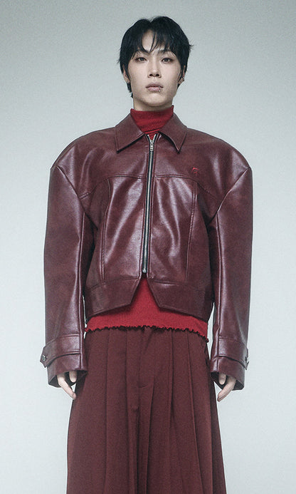 Reculer Signature stitch leather jacket(バーガンディ) 商品画像6/6