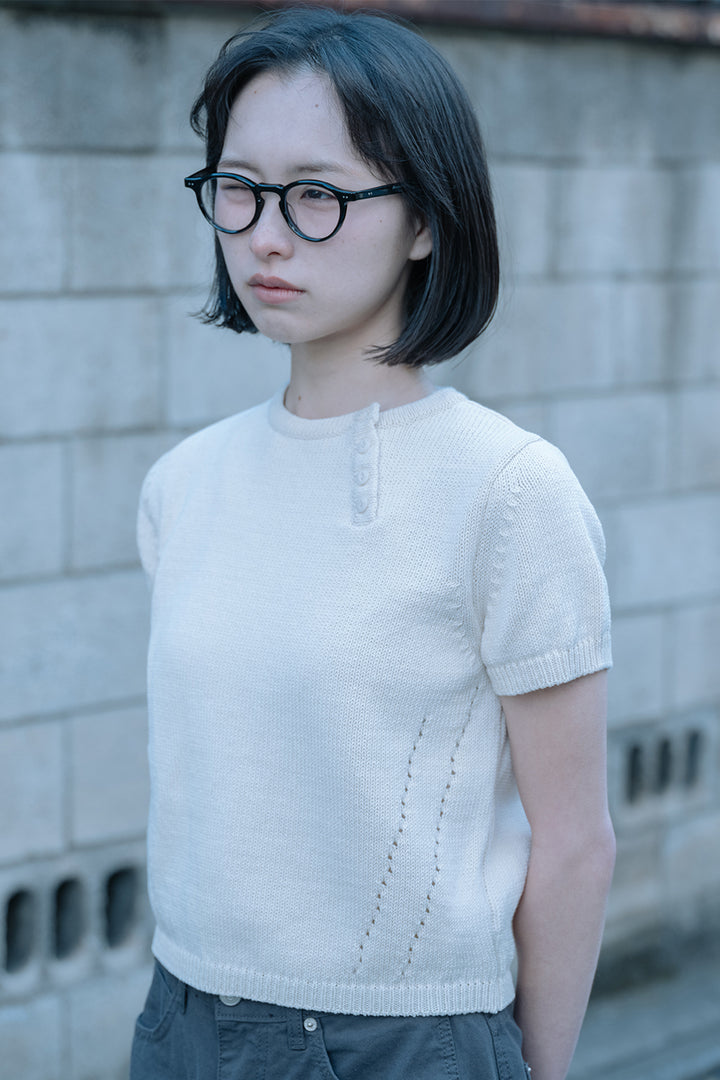 ROUND BUTTON KNIT-IVORY