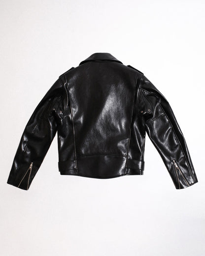 REVURA BURN OUT FLARE FAUX RIDER JACKET - S (W)