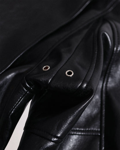 REVURA BURN OUT FLARE FAUX RIDER JACKET - S (W)