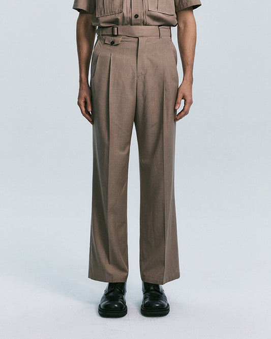 BUCKLE DETAILED GURKHA TROUSER- BROWN 