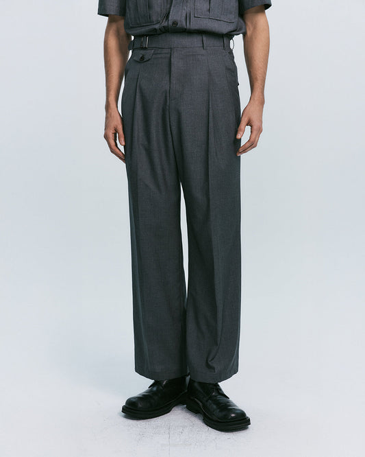 BUCKLE DETAILED GURKHA TROUSER - GRAY 