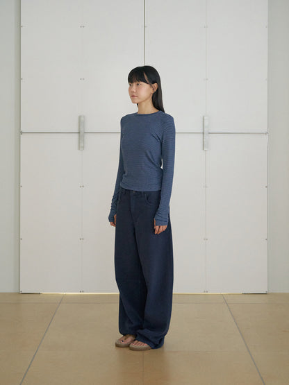 MARAN Rib Stripe Long Sleeve - Navy 商品画像14/21