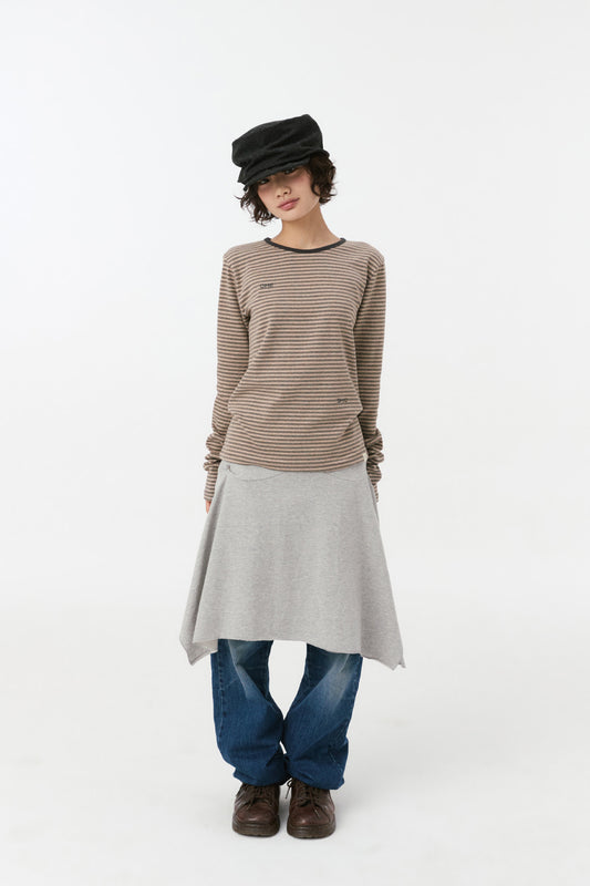 [9/10予約配送] TWO WAY ASYMMETRIC JERSEY SKIRT, GRAY