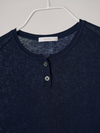 MARAN Henley Neck Pullover - Navy 商品画像17/19