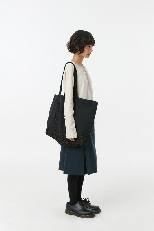 [9/16 予約配送] SHIRRING COLOR BLOCK LONG SLEEVE, FLORAL OATMEAL
