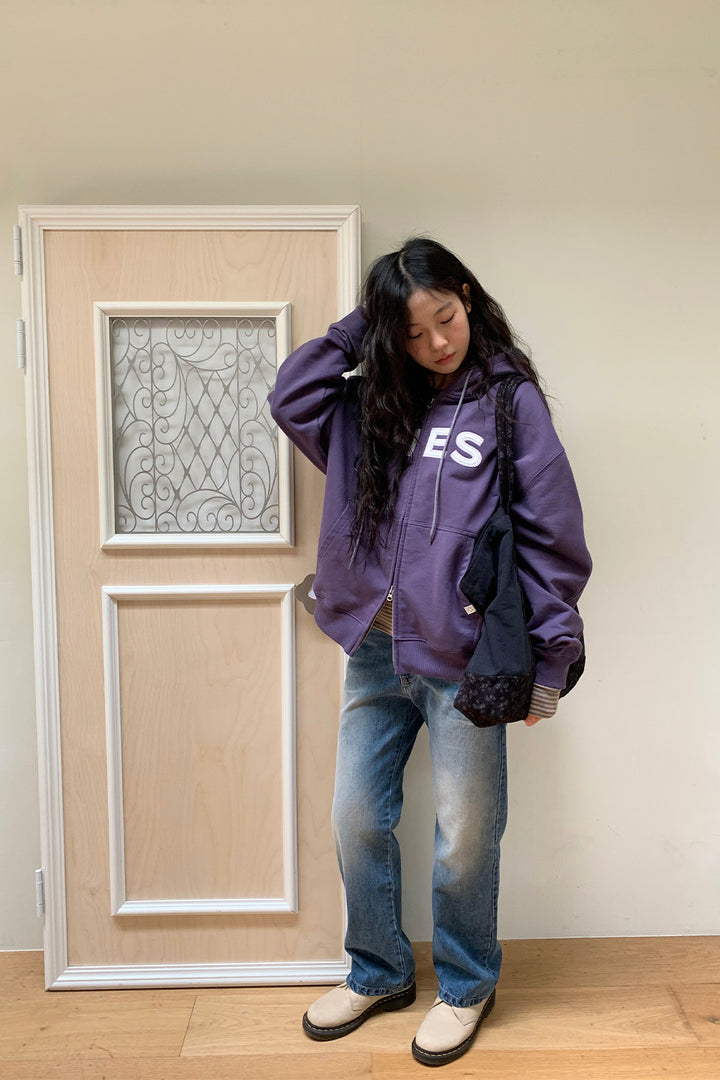 [9/22予約配送] LOGO PATCH HOODED ZIP-UP, PURPLE