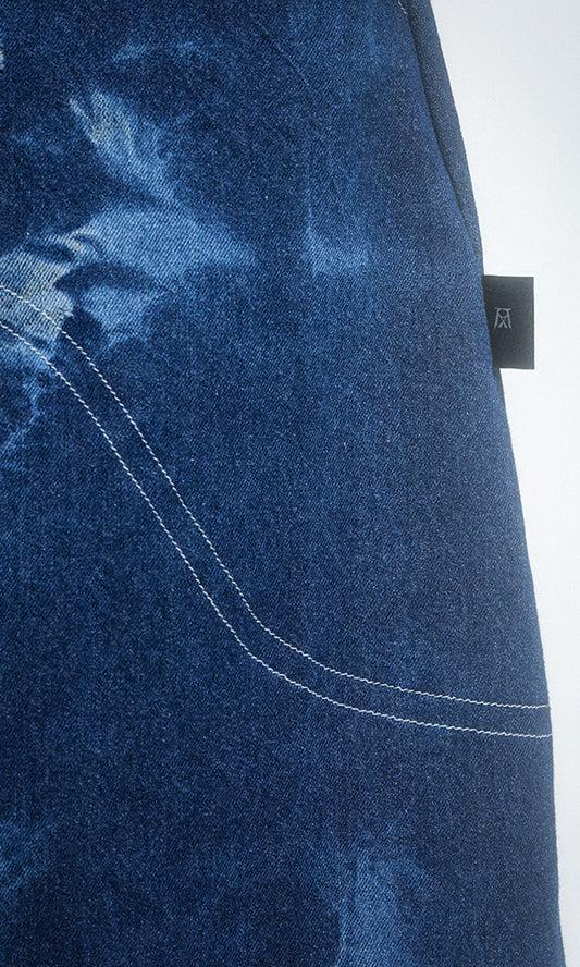 Reculer Pipe dyed denim skirt pants(ブルー) 商品画像3/5