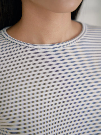 Rib Stripe Long Sleeve - Ivory 7