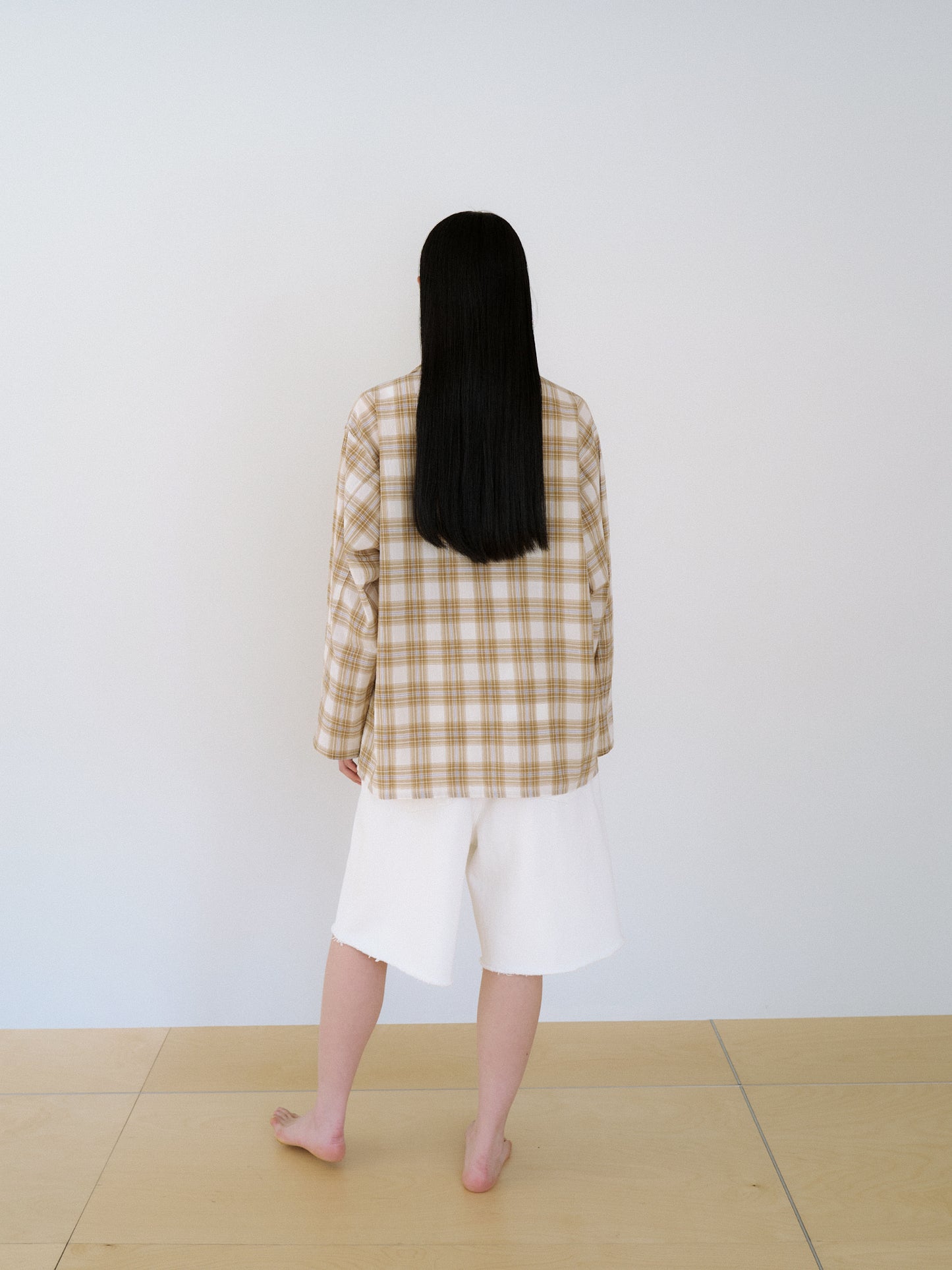 Cutoff Denim Shorts - Ivory