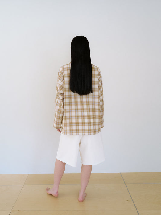Cutoff Denim Shorts - Ivory