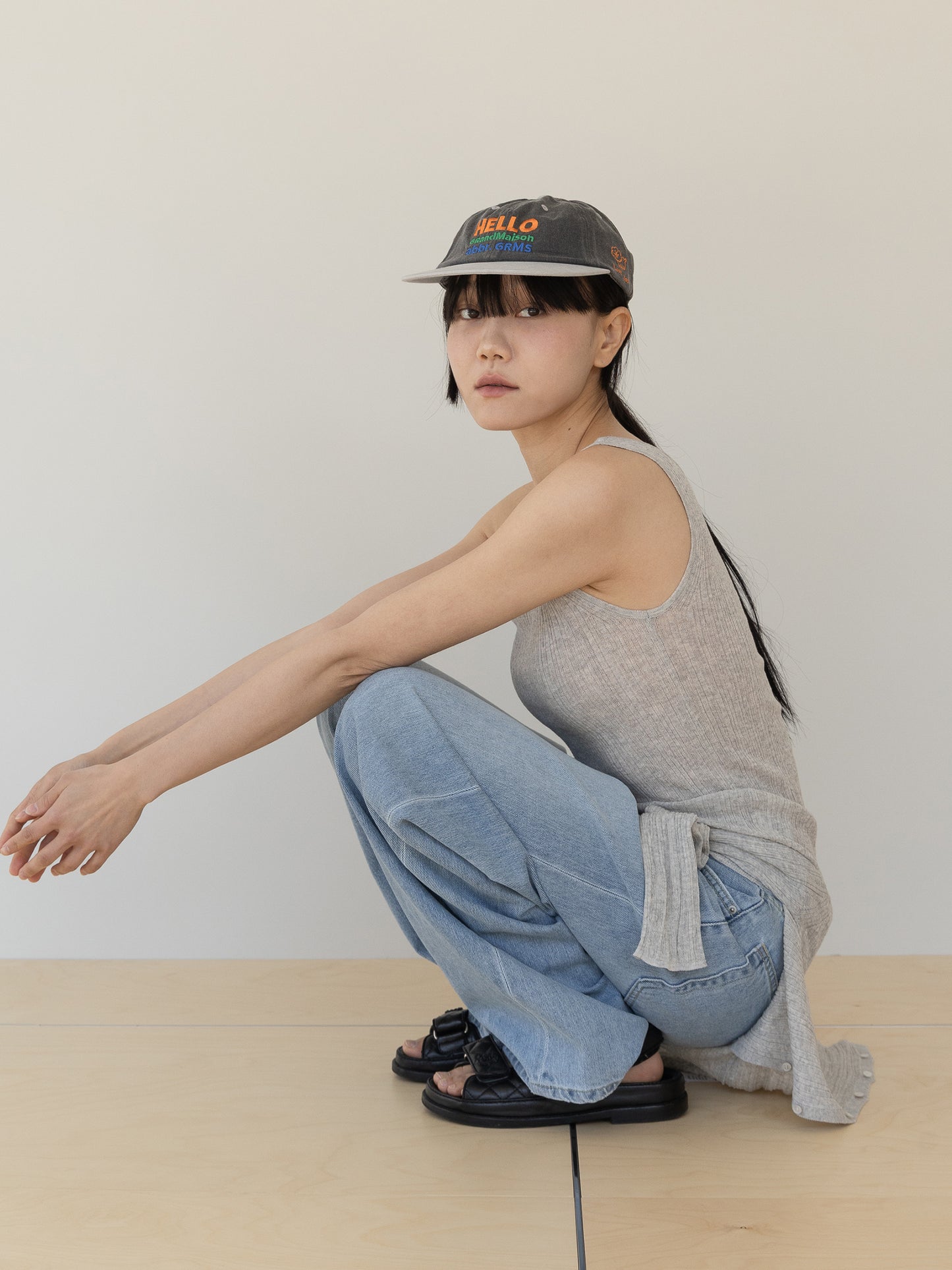 Grand Maison Washed Ball Cap - Charcoal