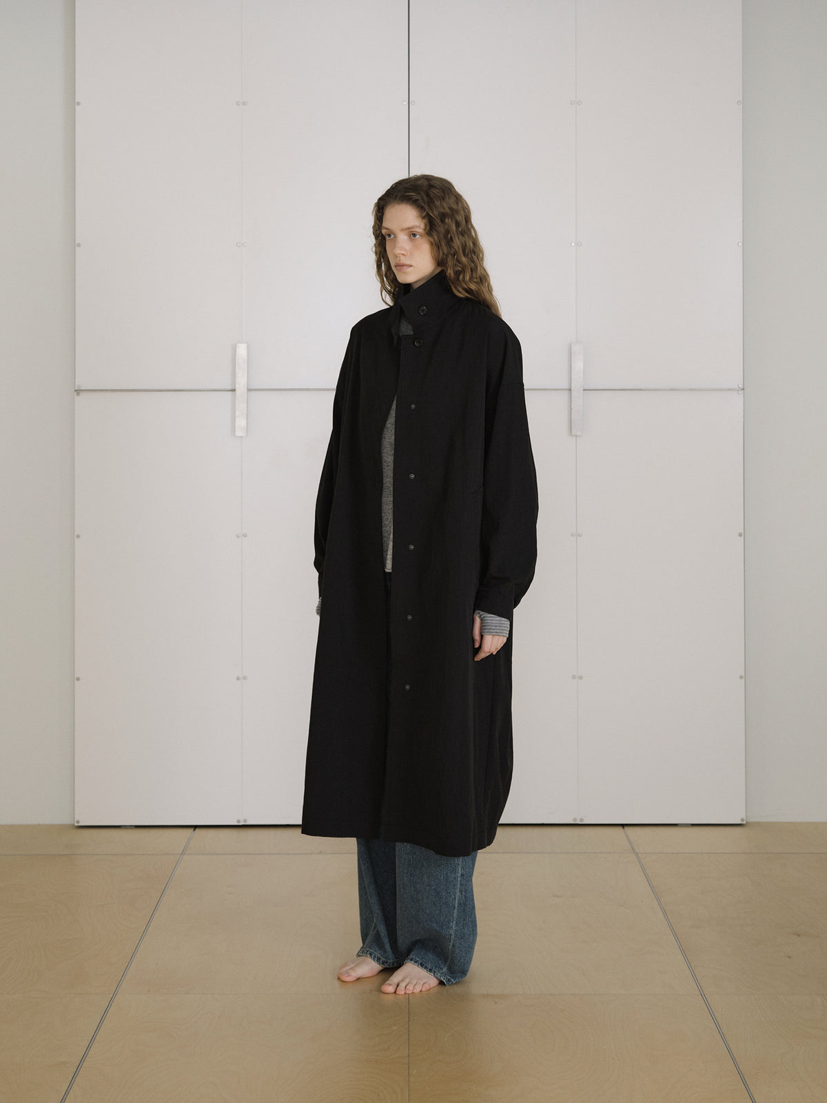High Neck Trench Coat - Black 9