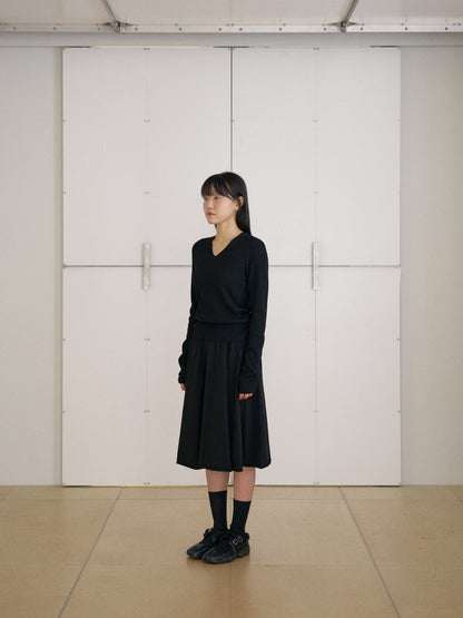 Double V-neck Rib Pullover - Black 11