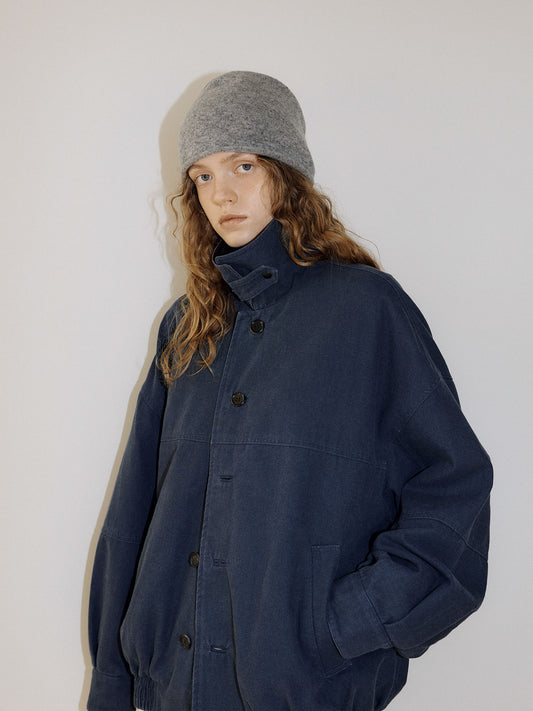 Washed Oxford Blouson - Navy 2