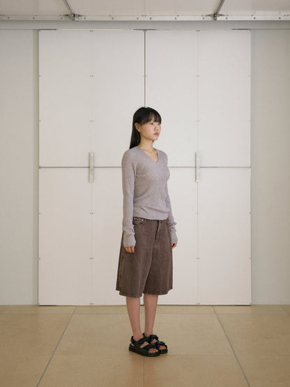 MARAN Double V-neck Rib Pullover - Gray 商品画像15/19