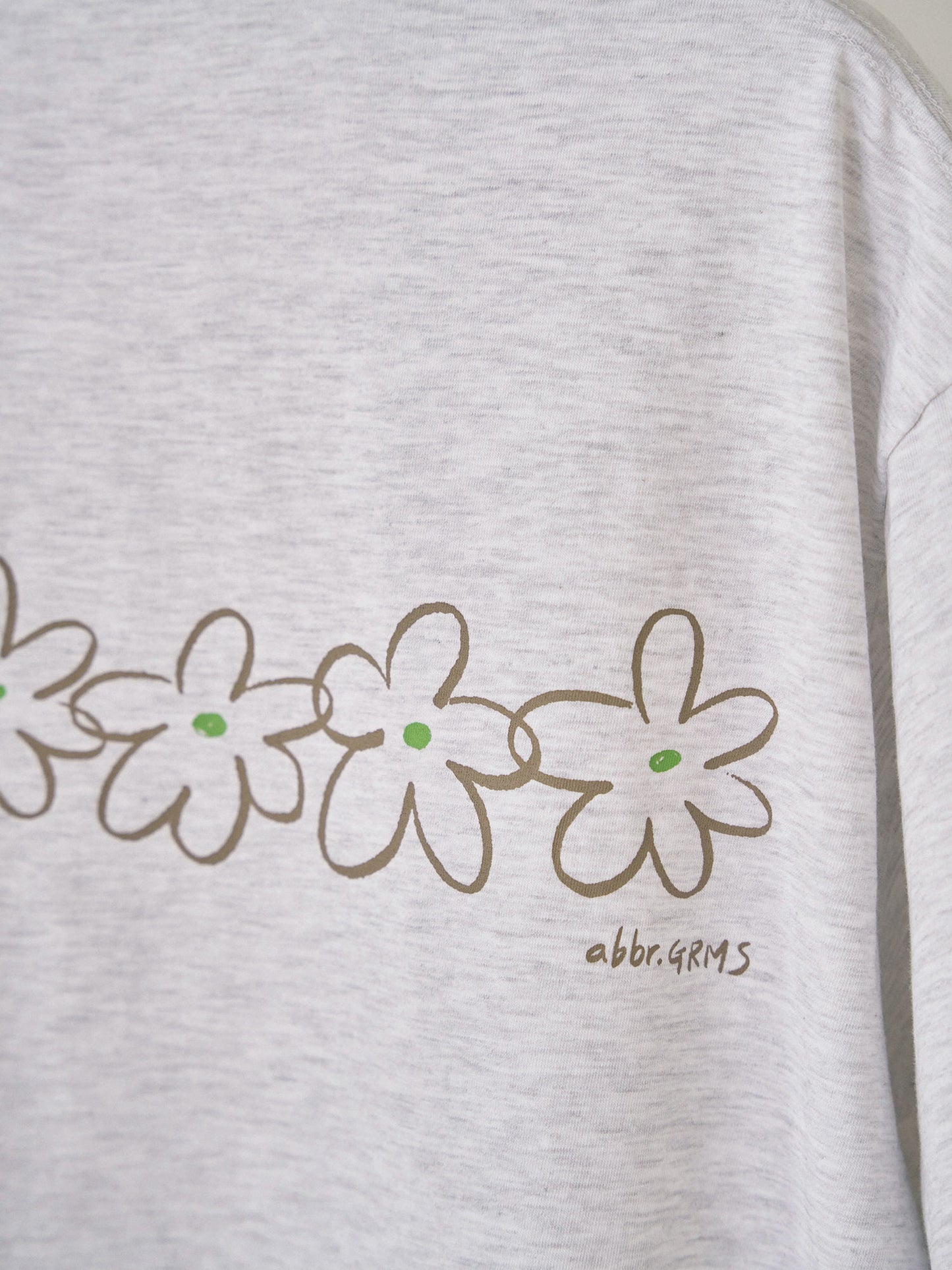 Flower Printing Short Sleeve - Light Gray