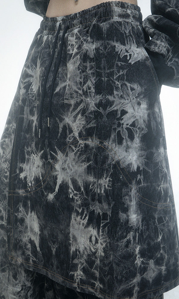 Reculer Pipe dyed denim skirt pants(ブラック) 商品画像4/6